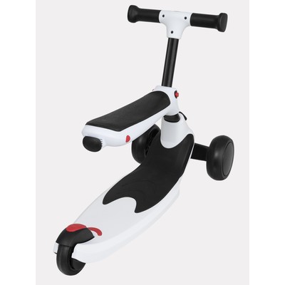 Беговел - самокат детский Rant Rider, со светящимися колёсами, белый