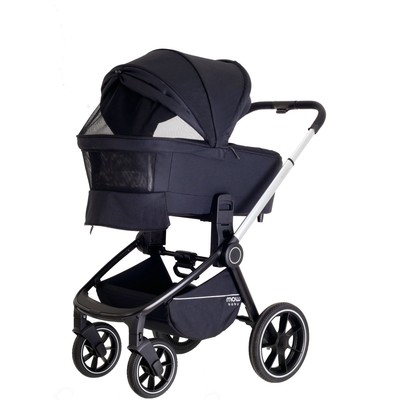 Коляска 2 в 1 Mowbaby Zoom Pu RA086, цвет Silver Black