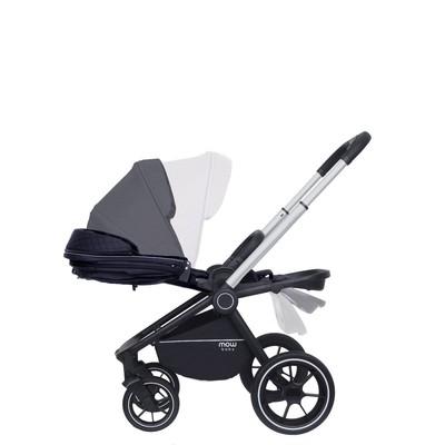 Коляска 3 в 1 Mowbaby Zoom Pu RA087, цвет silver black