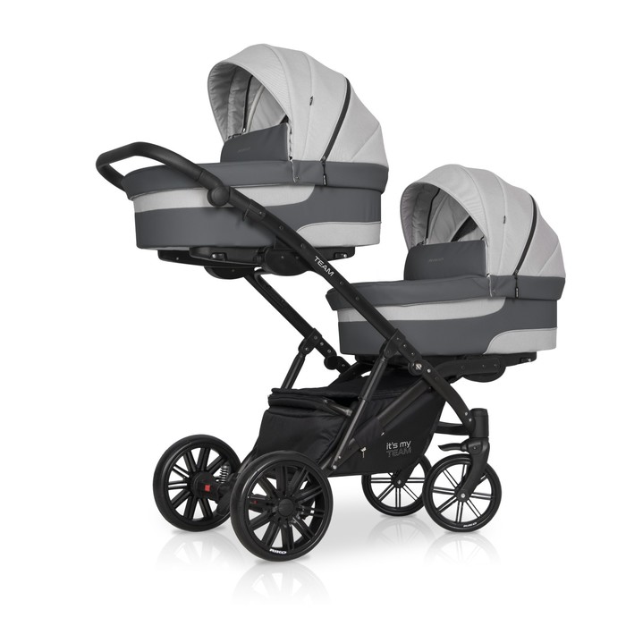 Коляска для близнецов Rico Team, цвет серый