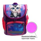 Ранец школьный Стандарт, 36 х 26 х 16 см, + мешок для обуви 40 х 32 см, Calligrata П "Котик", сиреневый 7546905 - фото 4413045