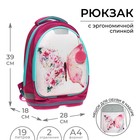 Рюкзак каркасный школьный, 39 х 28 х 18 см, + мешок для обуви, Calligrata П "Бабочки" - фото 9625611