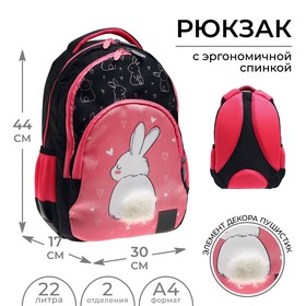 Рюкзак молодёжный, 44 х 30 х 17 см, эргономичная спинка, Calligrata Р "Зайчик"