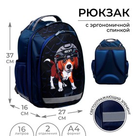 Рюкзак школьный, 37 х 27 х 16 см, эргономичная спинка, Calligrata Б "Хоккеист"