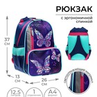 Рюкзак школьный, 37 х 26 х 13 см, эргономичная спинка, Calligrata ОРТ "Бабочка" - фото 878809