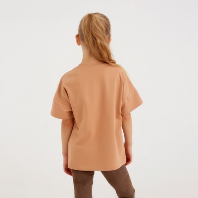 Футболка детская MINAKU: Basic line kids, цвет песочный, рост 128 см