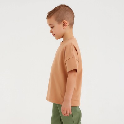 Футболка детская MINAKU: Basic line kids, цвет песочный, рост 128 см