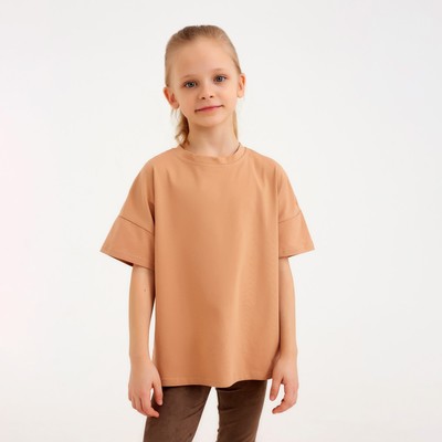 Футболка детская MINAKU: Basic line kids, цвет песочный, рост 128 см