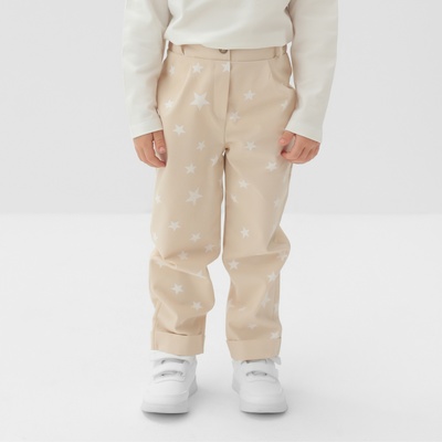 Брюки для девочки MINAKU: Cotton Collection, бежевые, рост 98 см
