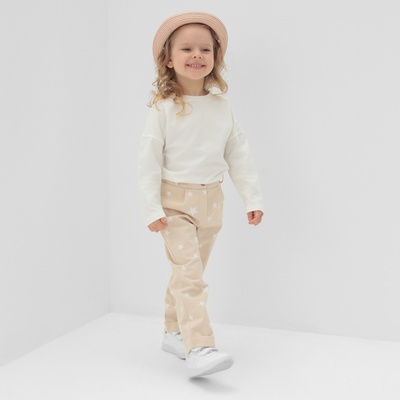 Брюки для девочки MINAKU: Cotton Collection, бежевые, рост 104 см