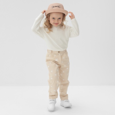 Брюки для девочки MINAKU: Cotton Collection, бежевые, рост 104 см