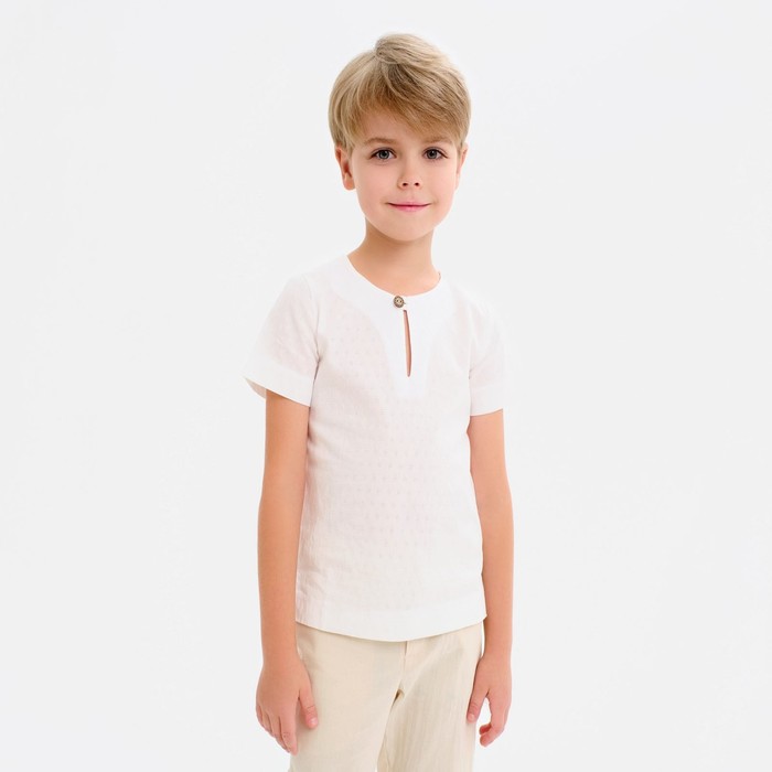 Рубашка для мальчика MINAKU: Cotton Collection цвет белый, рост 122 - Фото 1