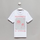 Футболка детская MINAKU Happines, белая, рост 116 см - Фото 4