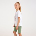 Футболка детская MINAKU Happines, белая, рост 128 см - фото 35244479