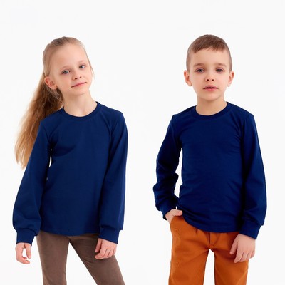 Лонгслив детский MINAKU: Basic line, тёмно-синий, рост 140 см