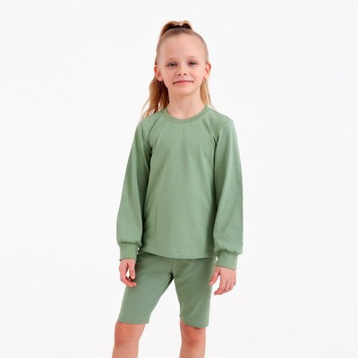 Лонгслив детский MINAKU Basic line, оливковый, рост 116 см