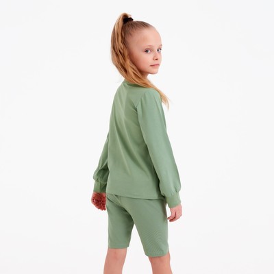 Лонгслив детский MINAKU Basic line, оливковый, рост 116 см