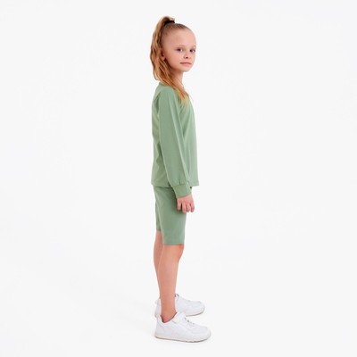 Лонгслив детский MINAKU Basic line, оливковый, рост 122 см