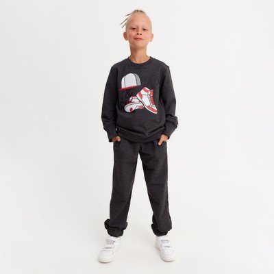 Комплект детский (свитшот, брюки) MINAKU: Casual Collection, антрацит, рост 122 см