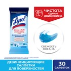 Дезинфицирующие салфетки Lysol Свежесть океана - 30 шт. 7745823 - фото 9628431