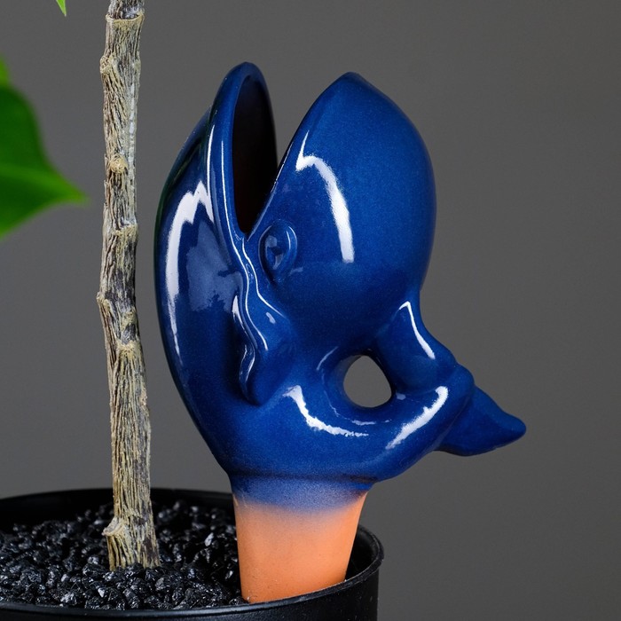 Ороситель для комнатных и садовых растений "Кит" Кунгурская керамика, 0.2 л, 19 см, синий - фото 1889751261