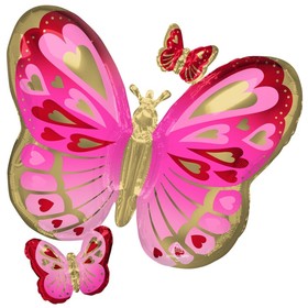 Шар фольгированный 29" «Бабочки сердца», фигура