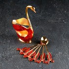Набор ложек на подставке Magistro Swan, 7,5×4,5×15 см, 6 шт, цвет красный - фото 24411171