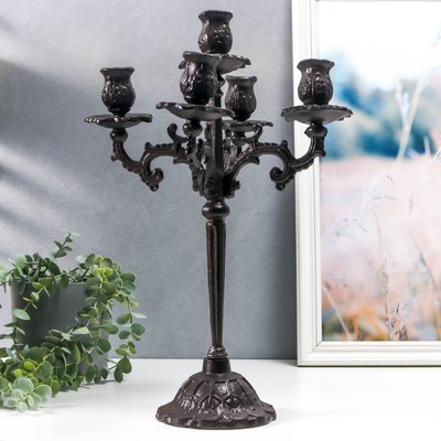 Металлический подсвечник на 5 свечей «Канделябр. Королевский», чугун, чёрный 43×29×29 см
