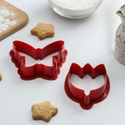 Набор форм для печенья Доляна «Лето», 2 шт, бабочка 8×7×2, тюльпан 8×5,5×2 см, цвет красный - фото 24337013
