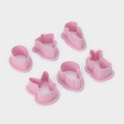 Набор форм для печенья Доляна «Пасхальный», 6 предметов, 8×7×2 см, цвет розовый - фото 4347809