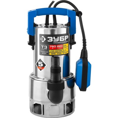 Насос дренажный «ЗУБР» НПГ-Т3-750-С, для грязной воды, 750 Вт, 220 л/мин, напор 8 м