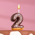 Свеча в торт "Шоколадная глазурь", цифра "2", 3,8 см - фото 9629166