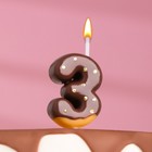 Свеча в торт "Шоколадная глазурь", цифра "3" , 3,8 см - фото 1437605