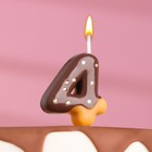Свеча в торт "Шоколадная глазурь", цифра "4", 3,8 см - фото 1437607