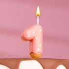Свеча в торт "Клубничная глазурь", цифра "1", розовая, 3,8 см - фото 318810931