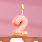 Свеча в торт "Клубничная глазурь", цифра "2", розовая, 3,8 см - фото 318810933