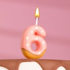 Свеча в торт "Клубничная глазурь", цифра "6", розовая, 3,8 см - фото 295511695