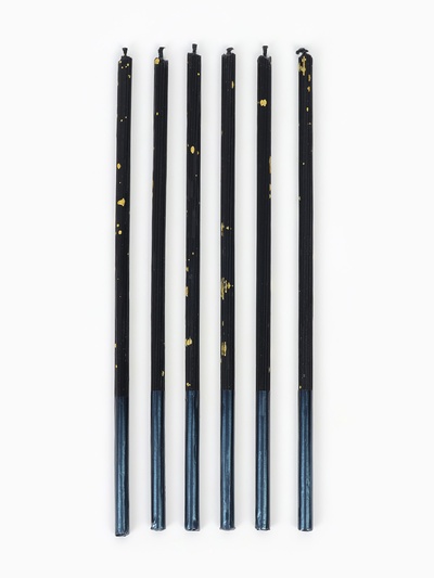 Свечи в торт, 6 штук «Исполнение желаний», 16.5 см, чёрный с золотом