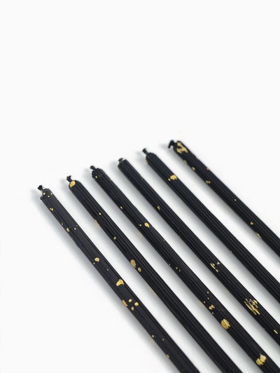 Свечи в торт, 6 штук «Исполнение желаний», 16.5 см, чёрный с золотом