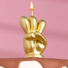 Свеча в торт «Мне три», золотая, 5 см - Фото 2
