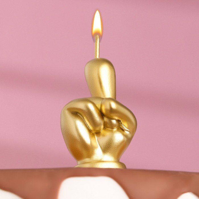 Свеча в торт "Мне годик",  золотая, 5 см - Фото 1