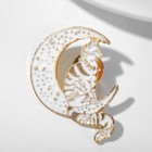 Значок "Кот на Луне", цвет белый в золоте - Фото 1