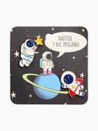 Набор значков (2 шт.) «Космонавты» супер-герои, цветной в золоте - Фото 5