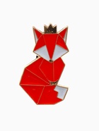 Значок «Графичные животные» лиса, оранжево-белый в золоте - Фото 1