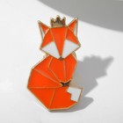 Значок «Графичные животные» лиса, цвет оранжево-белый в золоте - Фото 2