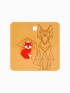 Значок «Графичные животные» лиса, оранжево-белый в золоте - Фото 5