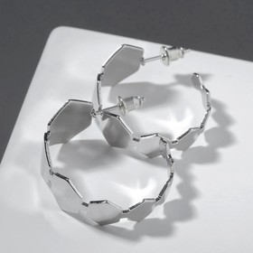 Серьги-кольца «Соты» пластины, цвет серебро, d=2,5