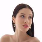 Серьги-кольца «Монетки и стразы» висячие, цвет белый в золоте, d=3 - Фото 2