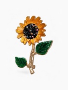 Брошь «Цветок подсолнуха» на стебле, цветная в золоте - Фото 1