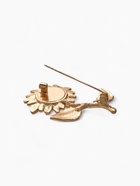 Брошь «Цветок подсолнуха» на стебле, цветная в золоте - Фото 3